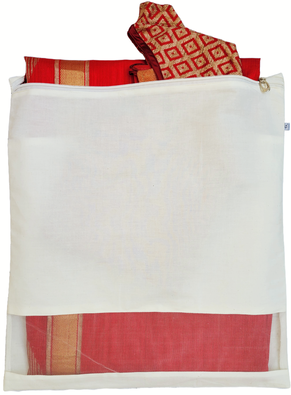 Cotton Saree & Blouse Cover with Zip – Breathable, Dust-Proof & Elegant Storage | Made for your precious sarees