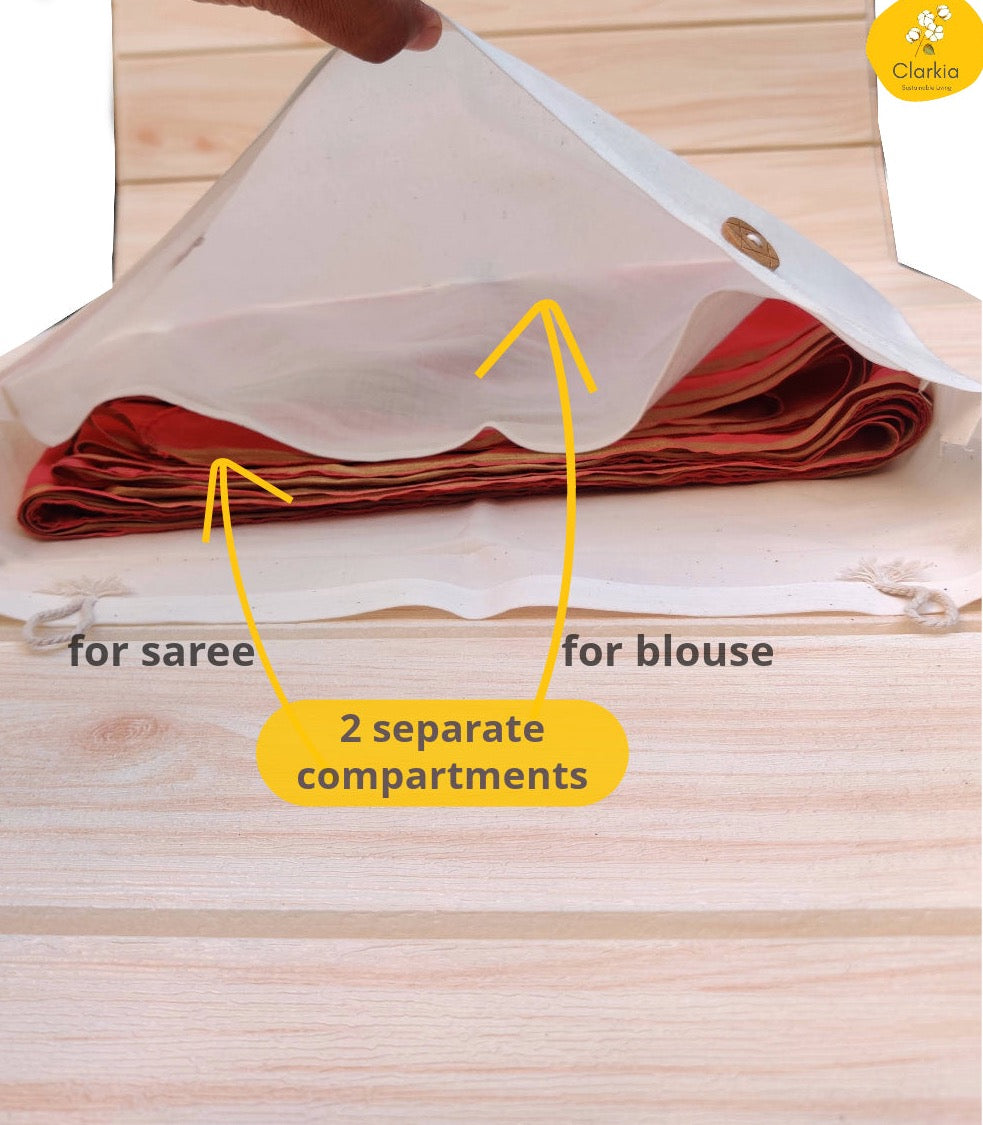 Cotton Saree & Blouse Cover – Breathable, Dust-Proof & Elegant Storage | Made for your precious sarees