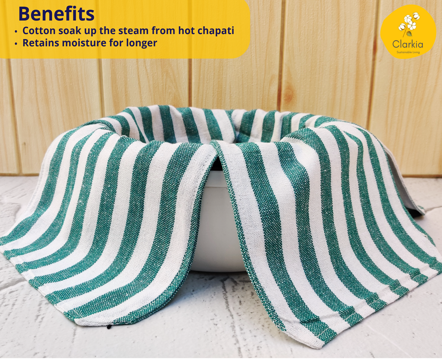 Cotton Roti Wrap Cloth with Flaps (Striped)