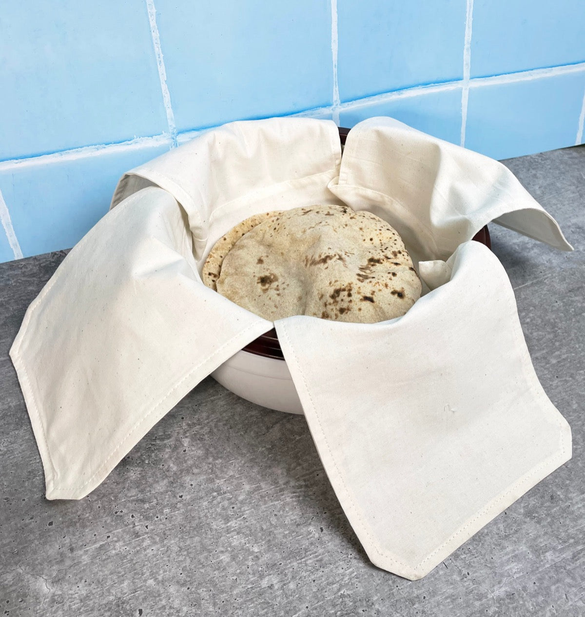 Cotton Roti Wrap Cloth with Flaps (Set of 2)