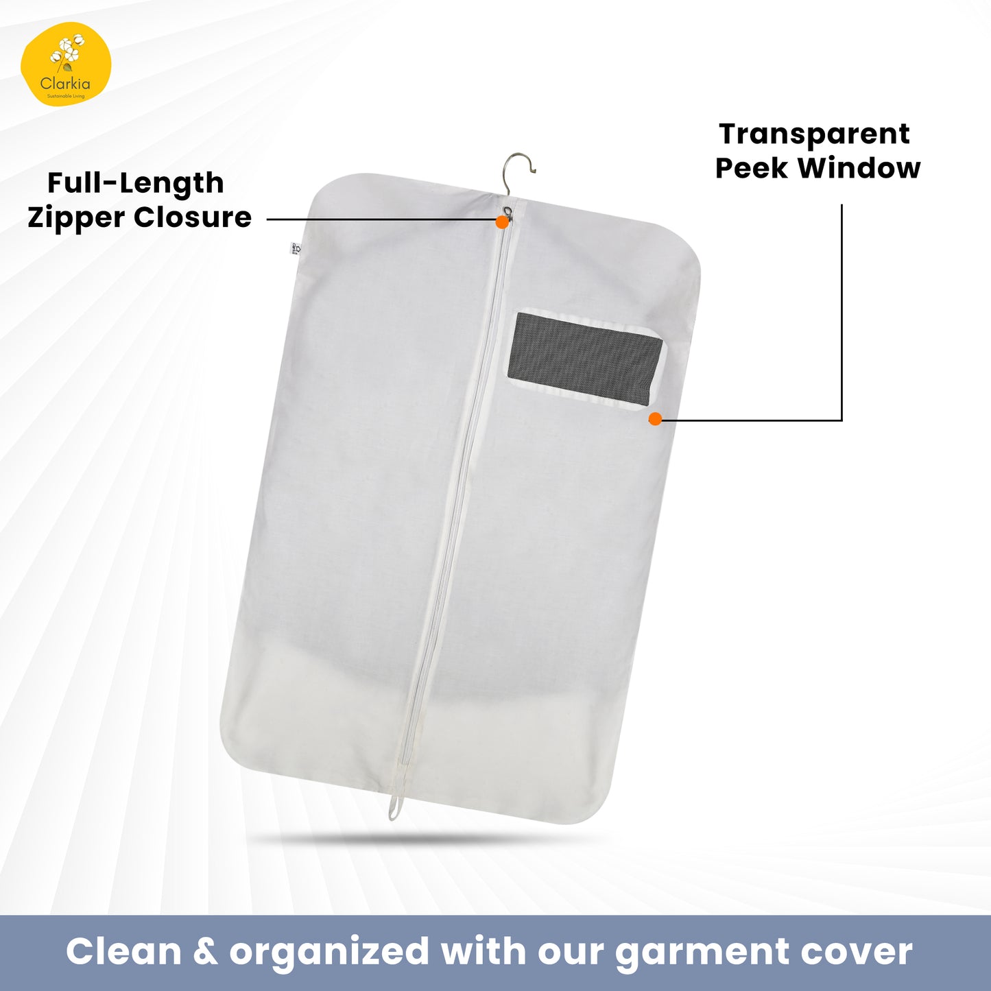 Cotton Suit & Coat Cover for Men with Zipper – Dustproof, Breathable Garment Bag for Suit, Blazer & Jacket Storage