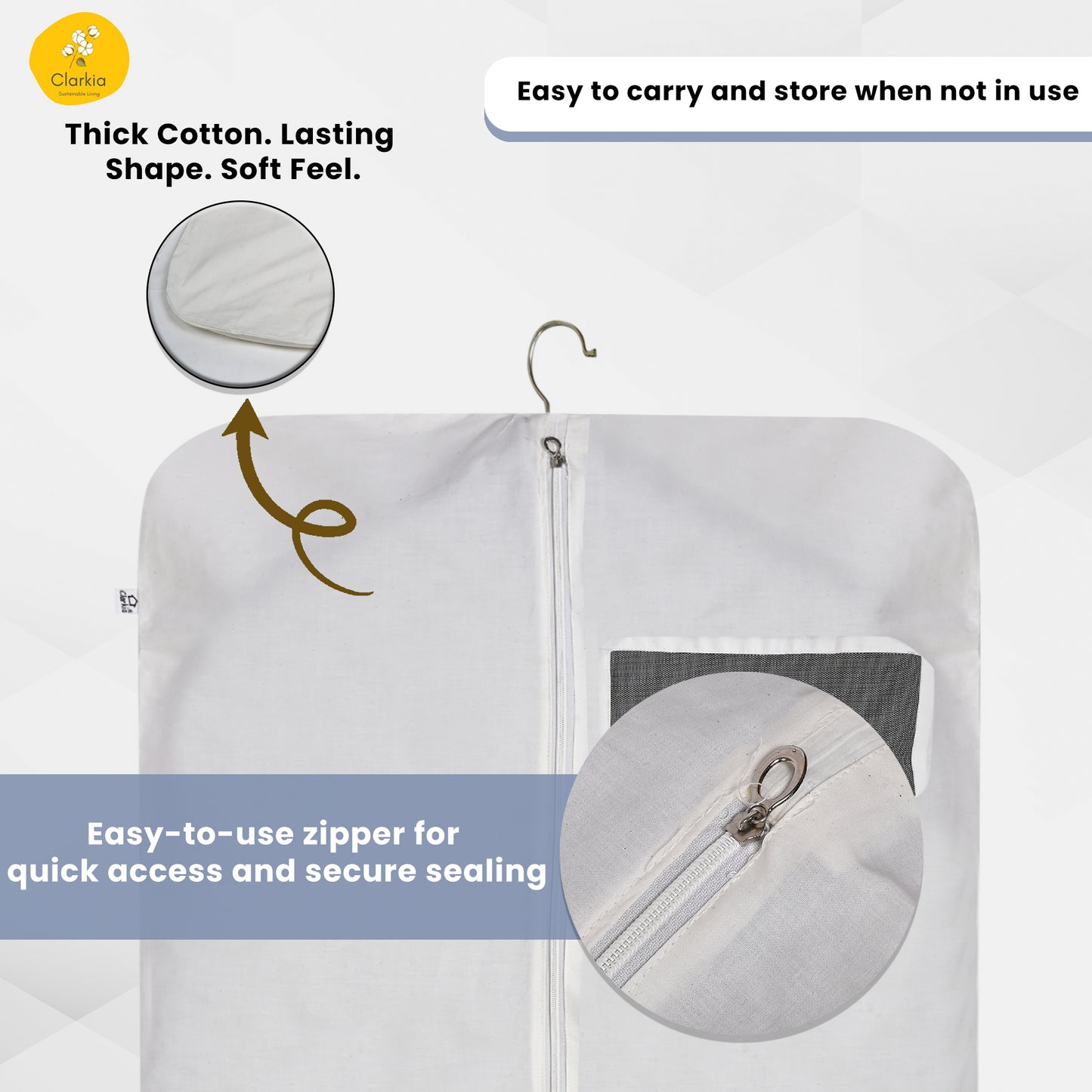 Cotton Suit & Coat Cover for Men with Zipper – Dustproof, Breathable Garment Bag for Suit, Blazer & Jacket Storage