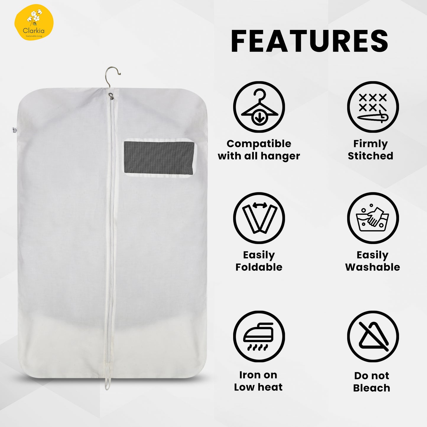 Cotton Suit & Coat Cover for Men with Zipper – Dustproof, Breathable Garment Bag for Suit, Blazer & Jacket Storage