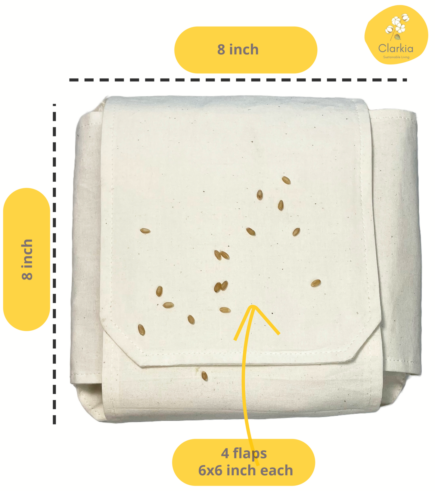 Cotton Roti Wrap Cloth with Flaps (White)
