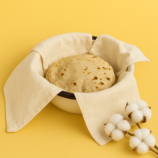 Cotton Roti Wrap Cloth with Flaps (White)